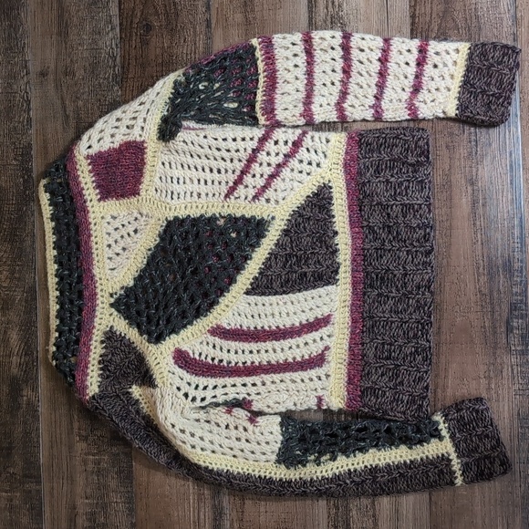 Diesel Alpaca Mohair Wool Blend Patchwork Loose Knit Wrap Sweater Size Large - Picture 3 of 10